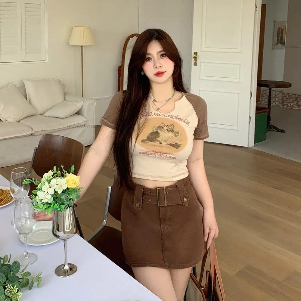 Japanese Korean Style Loose Y2k Cat Short Loose Short Sleeve T-shirt Top Sexy School Uniform Girl Daily Fashion Jk Uniform Set
Japanese Korean Style Loose Y2k Cat Short Loose Short Sleeve T-shirt Top Sexy School Uniform Girl Daily Fashion Jk Uniform Set