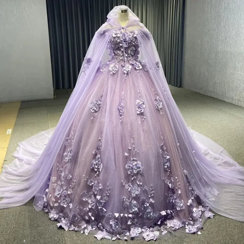 Lavender Shiny 3DFlowers Quinceanera Dress Off Shoulder Beading With Cape Vestidos De 15 Anos Formal Birthday Party Ball Gown
Lavender Shiny 3DFlowers Quinceanera Dress Off Shoulder Beading With Cape Vestidos De 15 Anos Formal Birthday Party Ball Gown