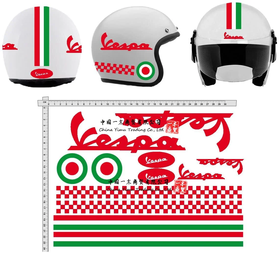 

Helmet stickers Suitable for GamesMonkey Helmet Casco Kit Vespa Rosso ROT Italia helma Viny Polished red