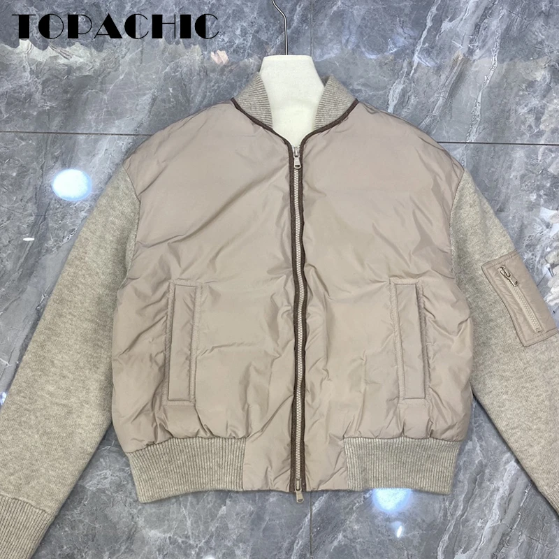 12.25 TOPACHIC Women's Fashion Ribbed Stand Collar Sheep Wool Knitted Long Sleeve Bead Chains Zipper Duck Down Jacket
12.25 TOPACHIC Women's Fashion Ribbed Stand Collar Sheep Wool Knitted Long Sleeve Bead Chains Zipper Duck Down Jacket