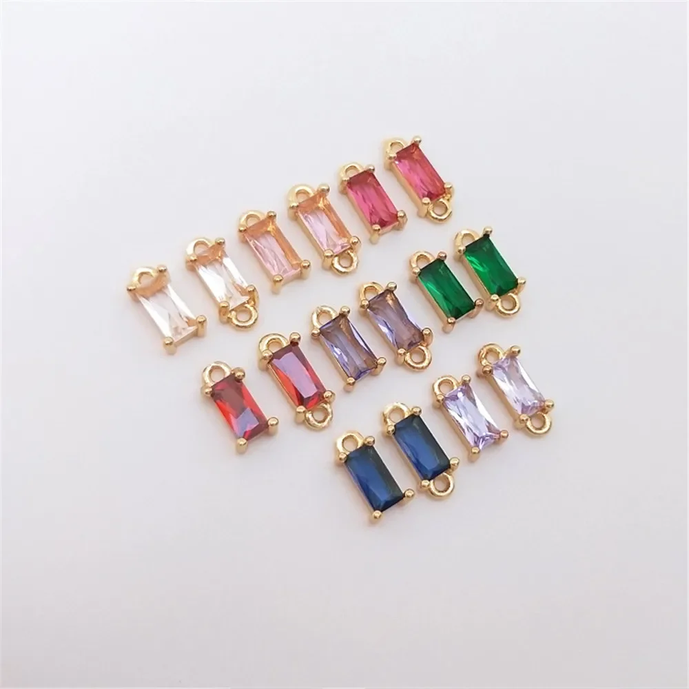 14K Gold Color Rectangular zircon small pendant zirconium double hanging hand hanging decoration DIY bracelet first accessories
14K Gold Color Rectangular zircon small pendant zirconium double hanging hand hanging decoration DIY bracelet first accessories