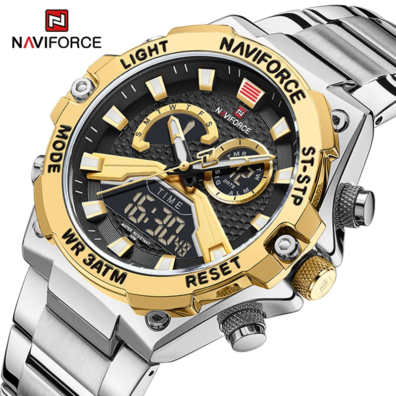 

New Style NAVIFORCE Mens Luxury Quartz Analog Digital Wristwatch Military Sport Luminous Chronograph Man Watch Relogio Masculino