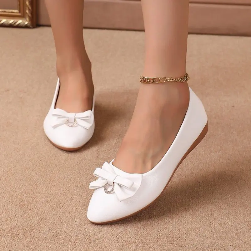 

Ballet Flats Shoes Women Classics Casual Loafers Patent Leather Lady Fashion Design Bowknot Spring Shoes For Woman Plus Size 43