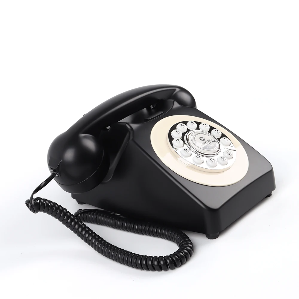 

Свадебная аудиосвязь, телефон в винтажном стиле, Свадебный записывающий телефон, вращающийся циферблат, Voicemail, черный