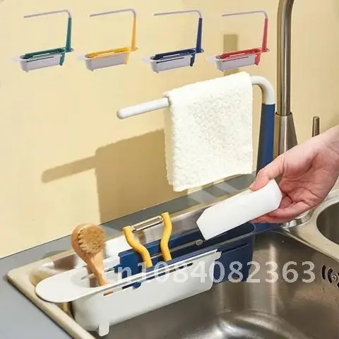 

Kitchen Gadgets Telescopic Sink Shelf Household Washing Tray Soap Sponge Holder Adjustable Sink Drain Rack Basket Sinks