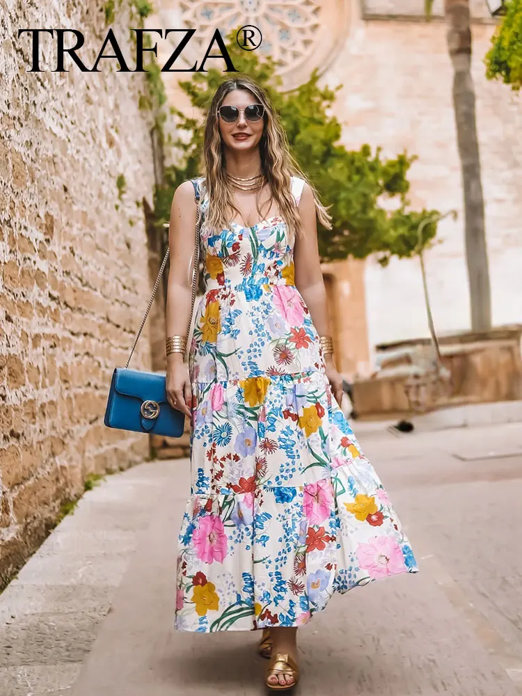 TRAFZA 2024 Woman Beach Long Dress Print Square Collar Sleeveles Backless Pleated Zipper Summer Dresses Woman Trendy Traf
TRAFZA 2024 Woman Beach Long Dress Print Square Collar Sleeveles Backless Pleated Zipper Summer Dresses Woman Trendy Traf