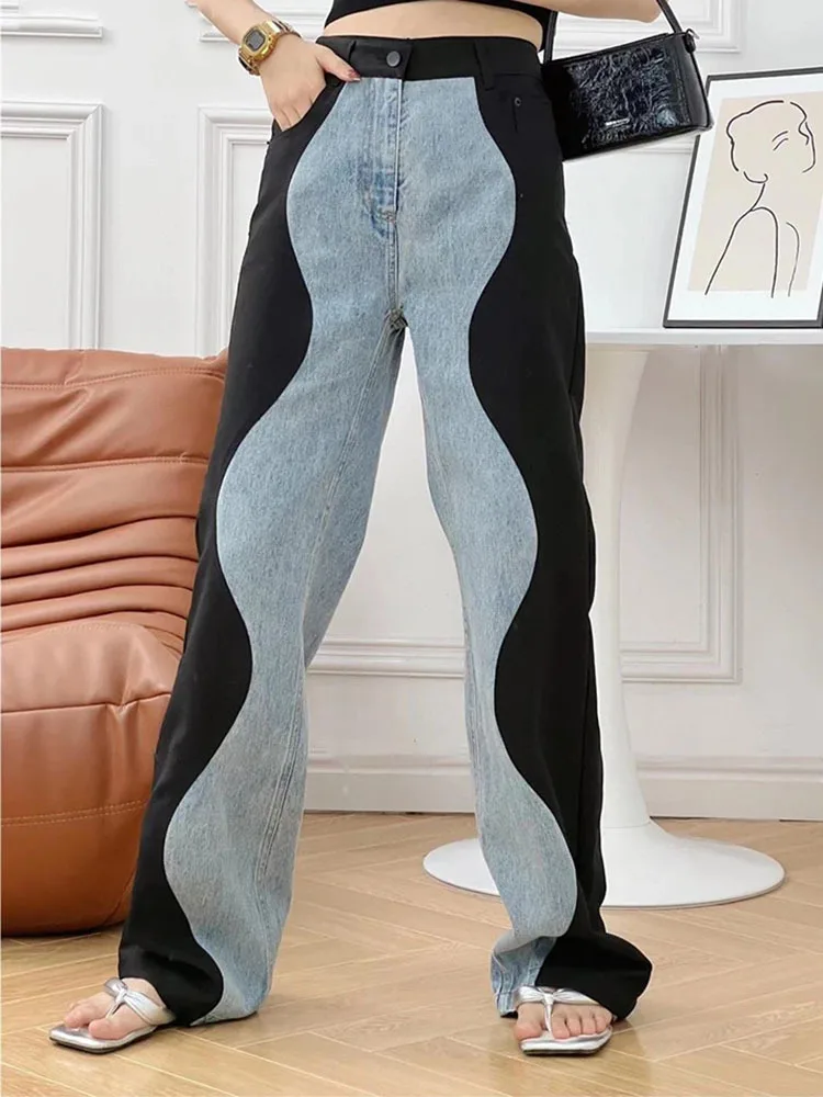 LJHLJX Fashion Women's Jeasn New High Waist Black Blue Wave Spliced Straight Tube Wide Leg Denim Pants Tide Autumn 2023 AH174
LJHLJX Fashion Women's Jeasn New High Waist Black Blue Wave Spliced Straight Tube Wide Leg Denim Pants Tide Autumn 2023 AH174