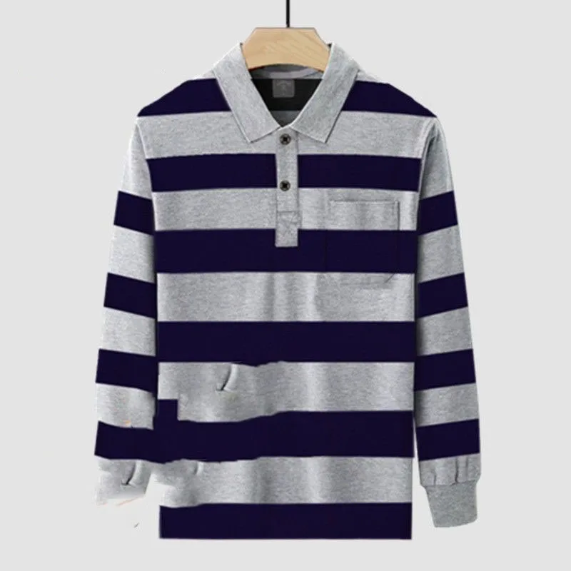 Men New Autumn Fashion Simple Versatile Loose Lapel Real Pocket Commuter Long Sleeve Stripe Casual Style Middle Age Dad Top
Men New Autumn Fashion Simple Versatile Loose Lapel Real Pocket Commuter Long Sleeve Stripe Casual Style Middle Age Dad Top