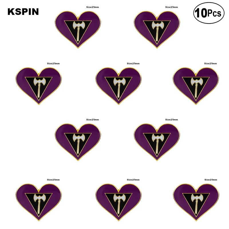 

Lesbian Pride Heart Shape Lapel Pin Flag badge Brooch Pins Badges 10Pcs a Lot