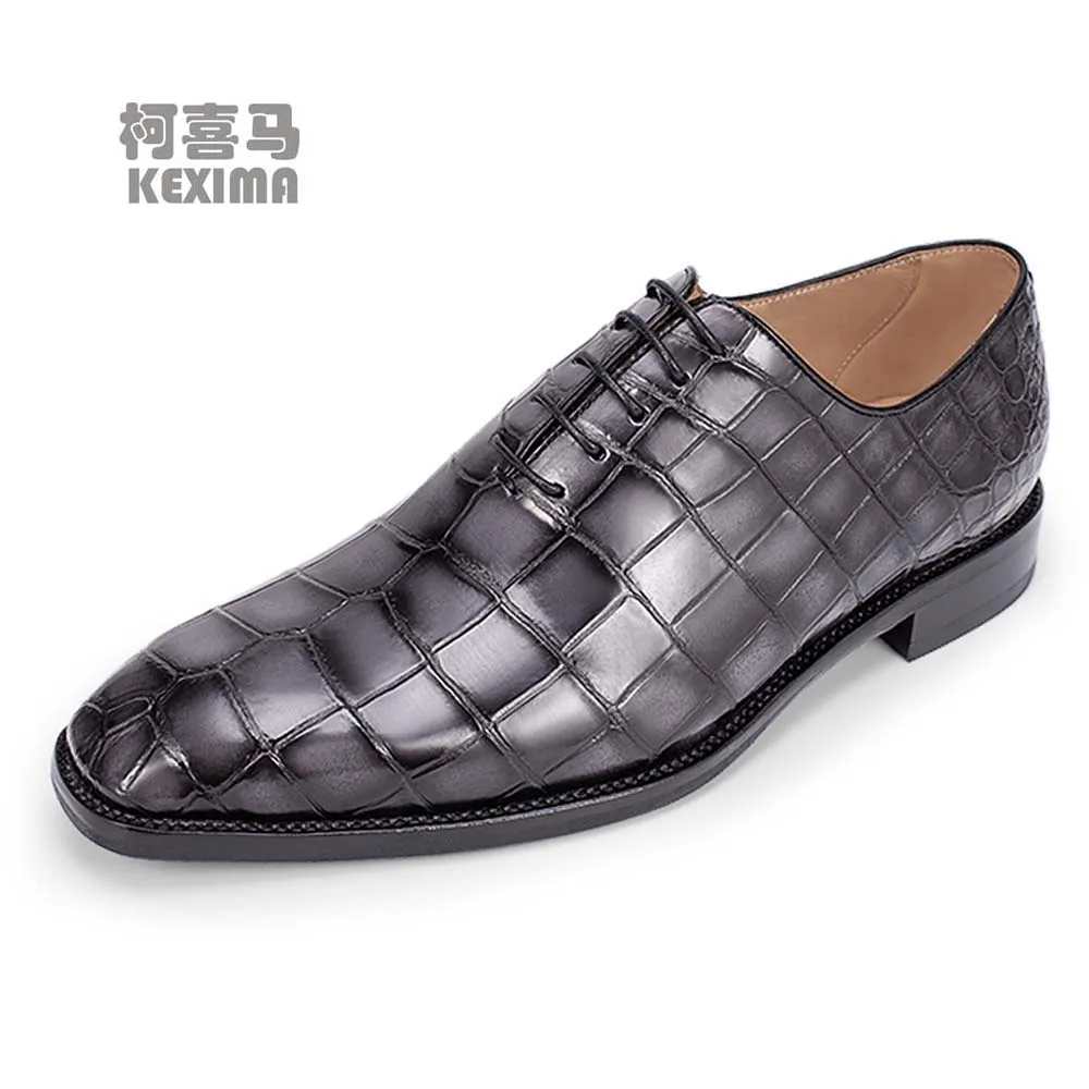 

piliyuan crocodile shoes male leisure new manual Brush color No stitching business crocodile skin men leather shoes