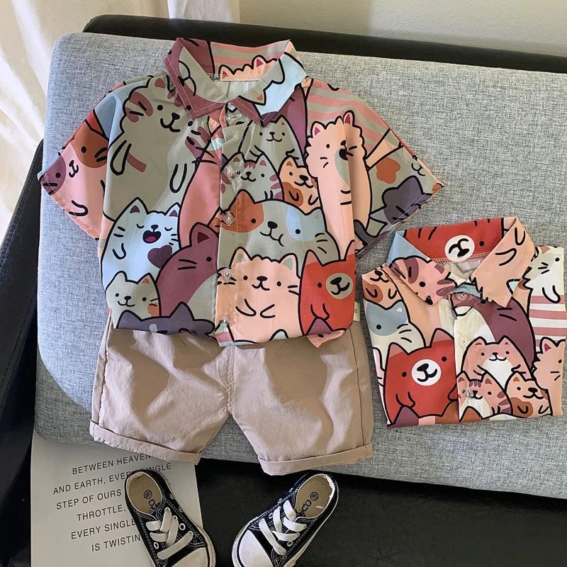 2023 New Summer Cartoon Cat Boys Clothing Set Full Print Pattern Cute Shirt + Pants 2Pcs Suit For Kids Children Outfit
2023 New Summer Cartoon Cat Boys Clothing Set Full Print Pattern Cute Shirt + Pants 2Pcs Suit For Kids Children Outfit