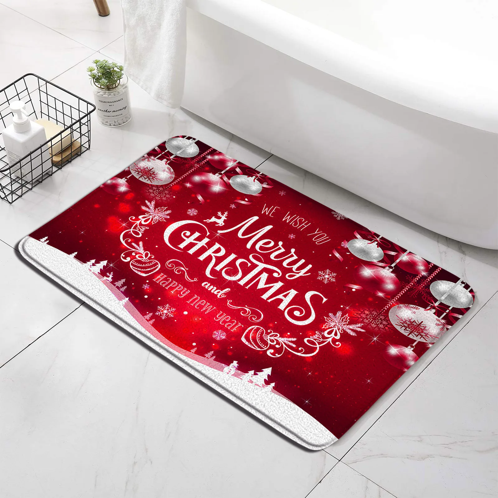 Christmas Bath Mat for Bathroom Xmas Ball Red Rugs Shower Rug Non Slip Toilet Floor Small Carpet Washable for Home Bath Decor
Christmas Bath Mat for Bathroom Xmas Ball Red Rugs Shower Rug Non Slip Toilet Floor Small Carpet Washable for Home Bath Decor