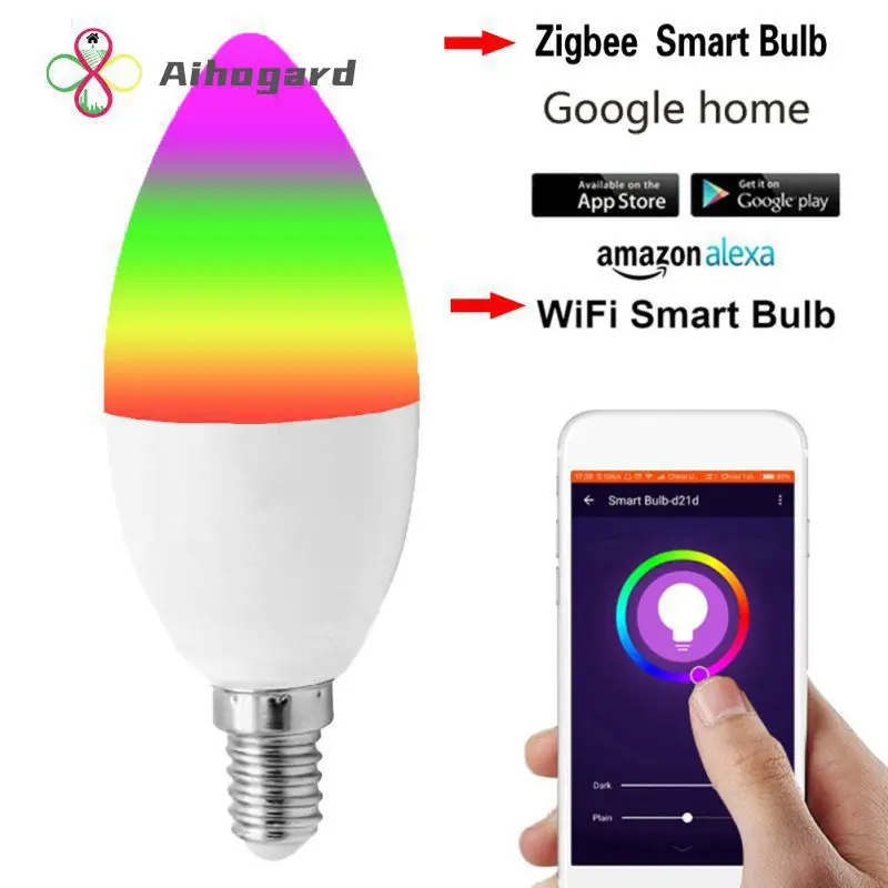 

Светодиодная лампа с голосовым управлением 3,0, умная лампа-свеча E12 E14, работает с Alexa Home Smart Home Rgbcw Tuya 5 Вт