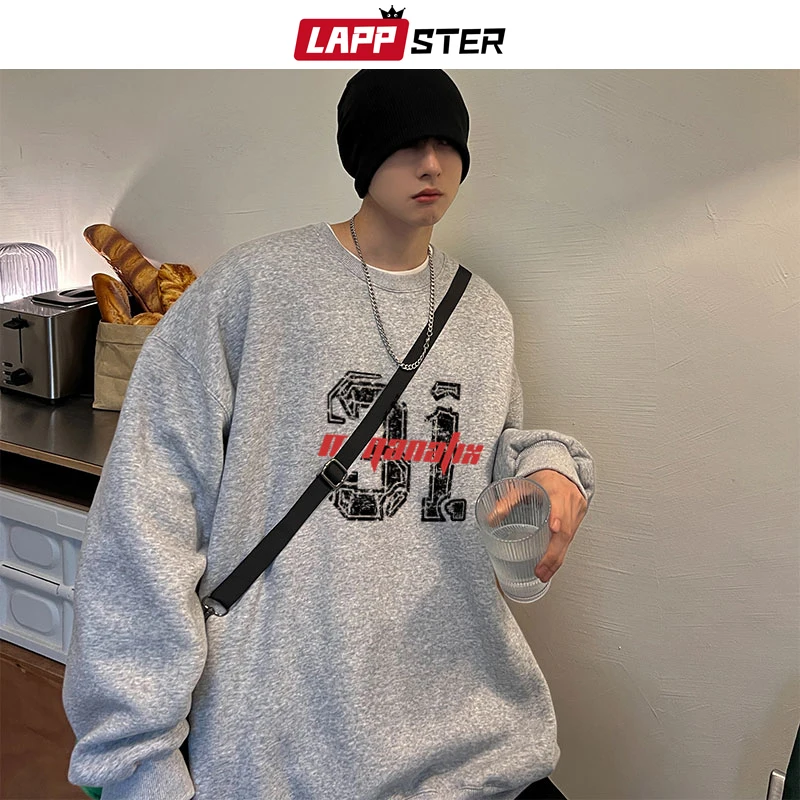 

Худи с графическим принтом LAPPSTER Японская уличная одежда Y2k 2023, пуловеры, свитшоты в стиле Харадзюку, винтажные корейские модные толстовки большого размера