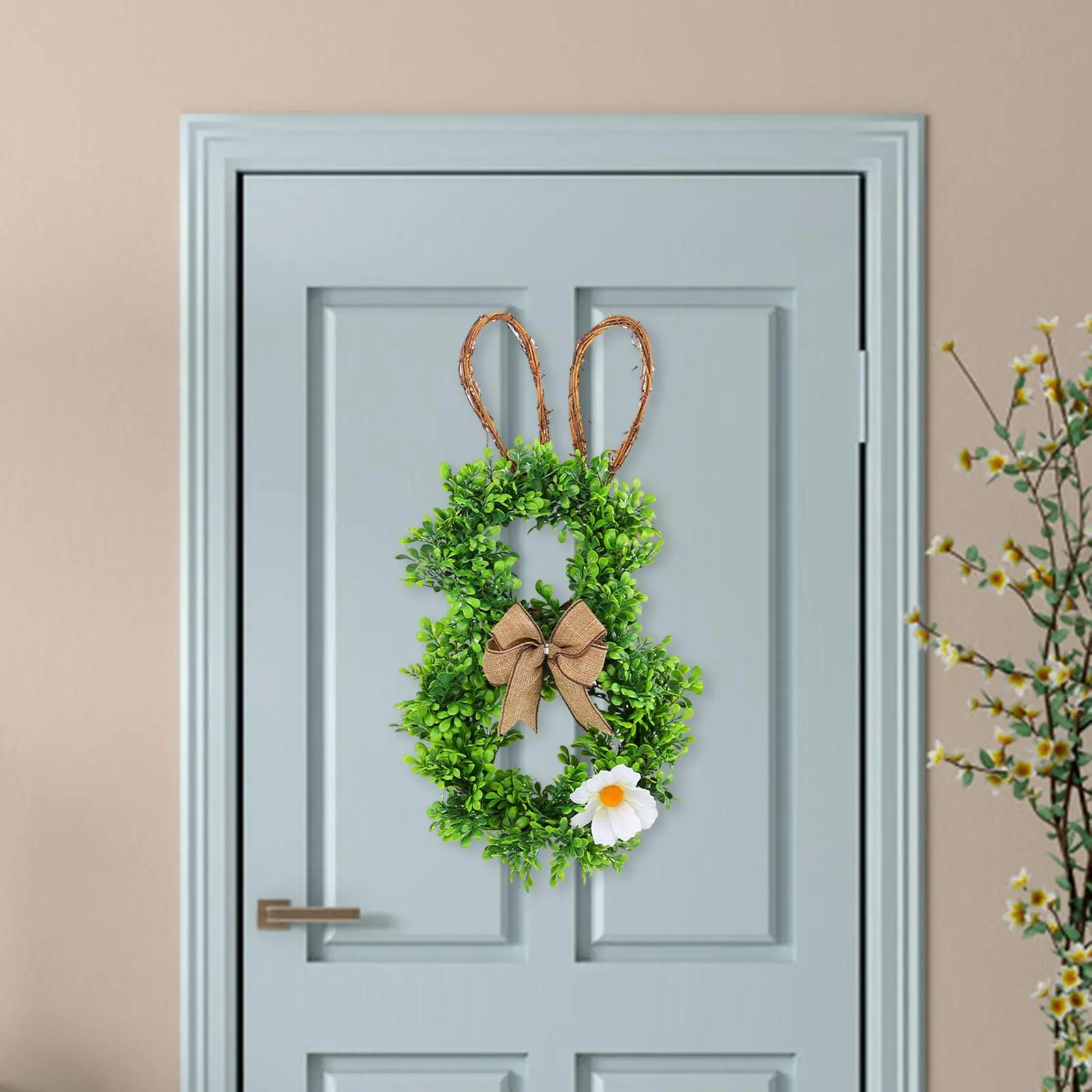 

Easter Bunny Wreath Decorative Artificial Easter Wreaths for Front Door Indoor Outdoor Wall Window Easter Celebration Spring