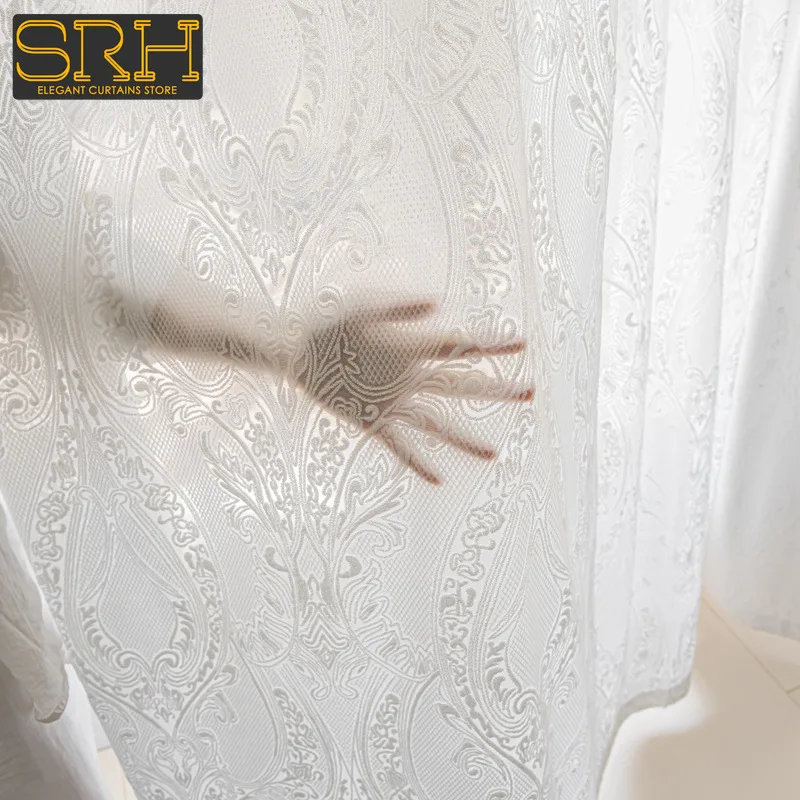 

French Cheese Cashmere Embossed Window Screen Living Room Bedroom Balcony Restaurant Blackout Curtain Window White Tulle Custom