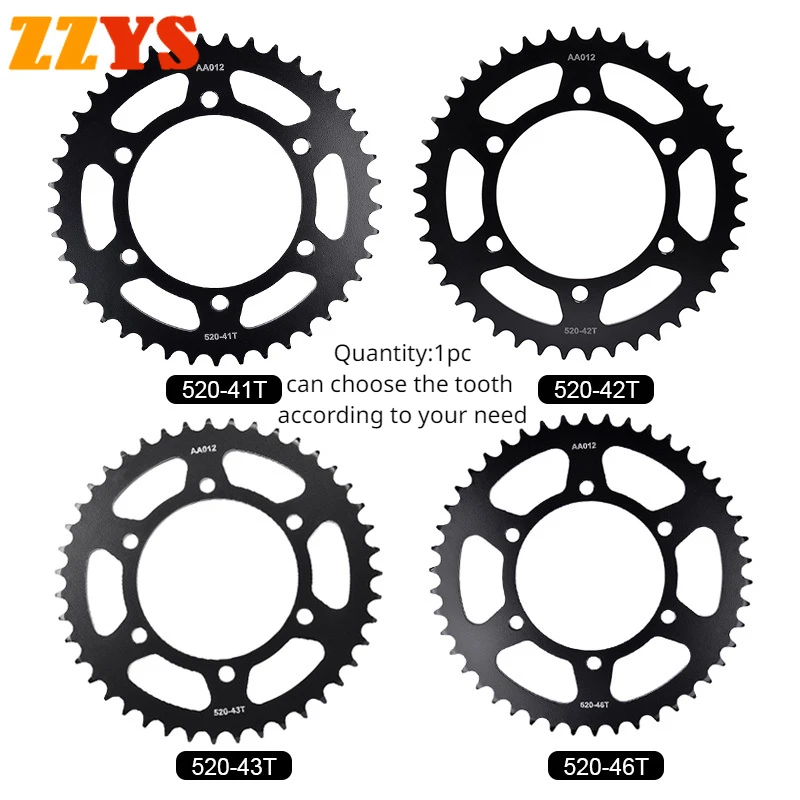 

520 41T 42T 43T 46T Tooth Rear Sprocket Gear Wheel Cam Pinion For Yamaha FZ6 2004-2009 FZ-6 Fazer S2 ABS FZ 6 S2 YZF-R1 LE 2010