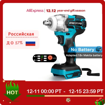 2 IN 1 Brushless Cordless Electric Impact Wrench 1/2 inch Screwdriver Socket Power Tools Compatible for Makita 18V（no battery）