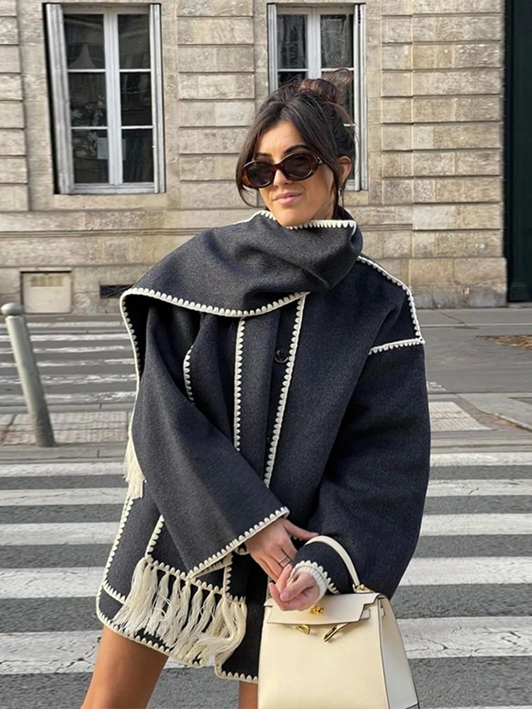2023 Autumn Elegant Y2k Women's Coat With Scarf Female Long Sleeve Pocket Single Breasted Coats New Winter Lady Outwear Jacket
2023 Autumn Elegant Y2k Women's Coat With Scarf Female Long Sleeve Pocket Single Breasted Coats New Winter Lady Outwear Jacket