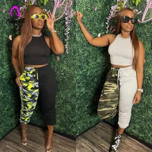 Camo Fitness Women 2 Piece Set Solid Sleeveless Vest Patchwork Cargo Pants Matching Set 2022 Summer Workout Activewear Tracksuit
Camo Fitness Women 2 Piece Set Solid Sleeveless Vest Patchwork Cargo Pants Matching Set 2022 Summer Workout Activewear Tracksuit
