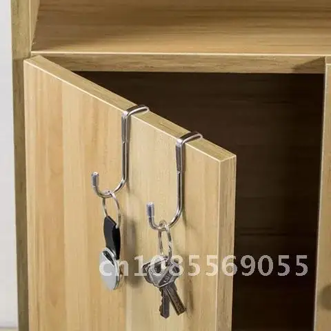 

1pcs Steel Double Hook S-type Hanger Door Back Coat Hook Cabinet Door Hook Home Kitchen Free Punching Storage Hooks