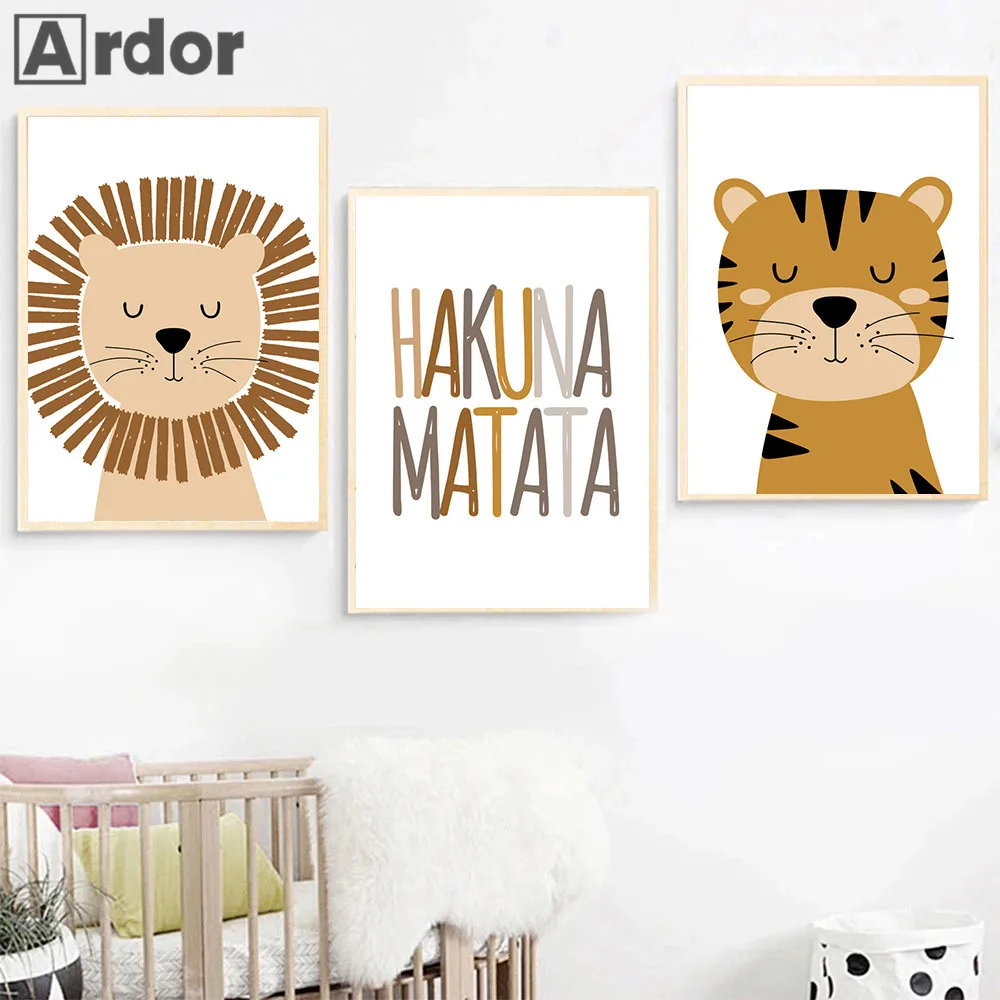 HAKUNA MATATA Art Poster Baby Nursery Canvas Print Lion Animal Painting Tiger Posters Nordic Wall Pictures Kids Room Decoration
HAKUNA MATATA Art Poster Baby Nursery Canvas Print Lion Animal Painting Tiger Posters Nordic Wall Pictures Kids Room Decoration