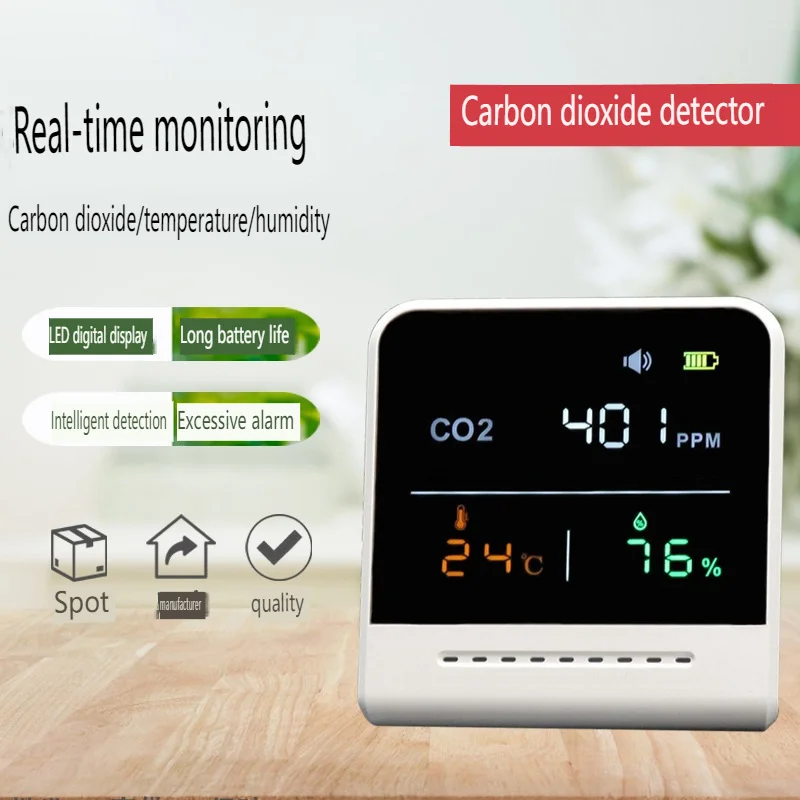 

Temperature and Humidity Environment Monitor USB Charging Carbon Dioxide Air Quality Detector CO2 Gas Concentration