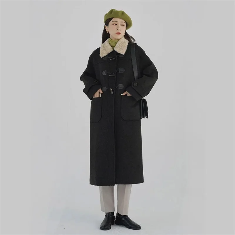 Winter 2022 New All-in-one Loose Thickened Preppy Hoodie Medium Long Horn Button Woolen Coat Women's Solid Color Commuter Coat X
Winter 2022 New All-in-one Loose Thickened Preppy Hoodie Medium Long Horn Button Woolen Coat Women's Solid Color Commuter Coat X