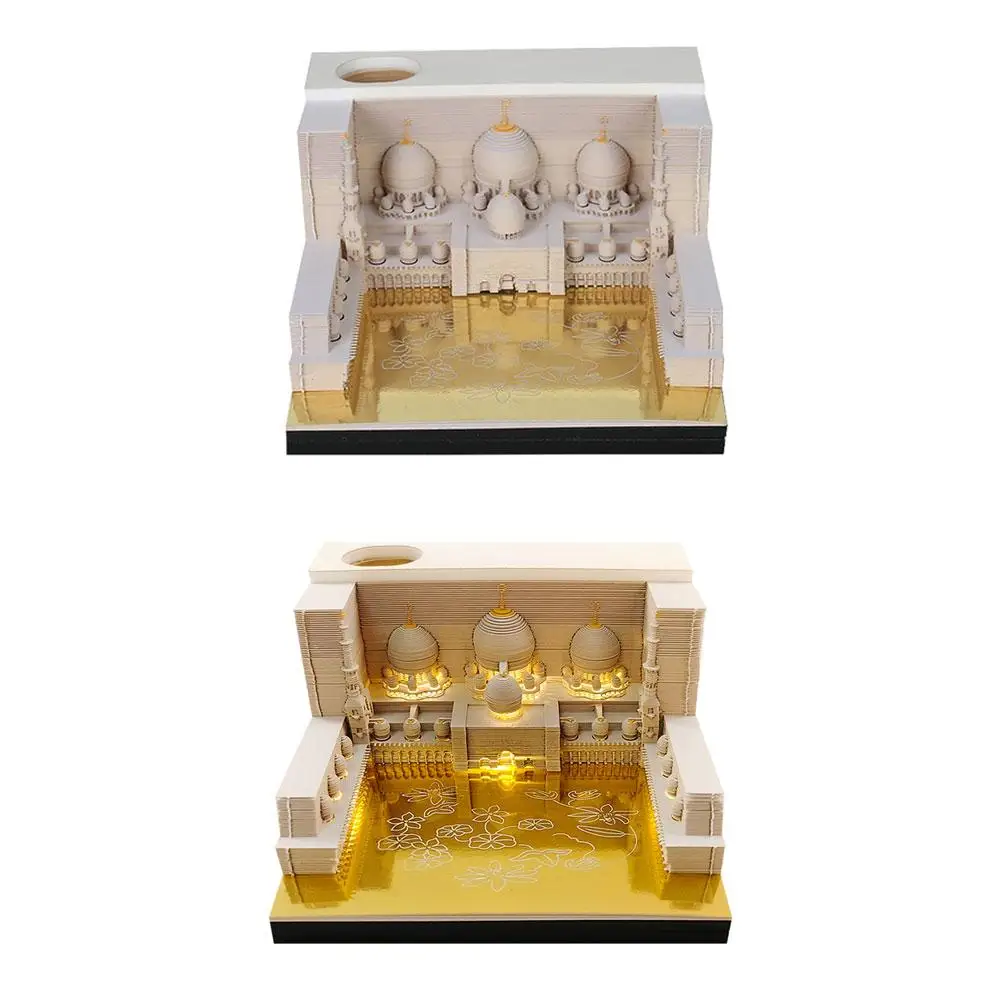 

Mosque 3D Paper Carving Model Pad 3D Three-dimensional Note Model Customize Paper Creative Sticky Paper Handcrafted Gift Ca L9B3