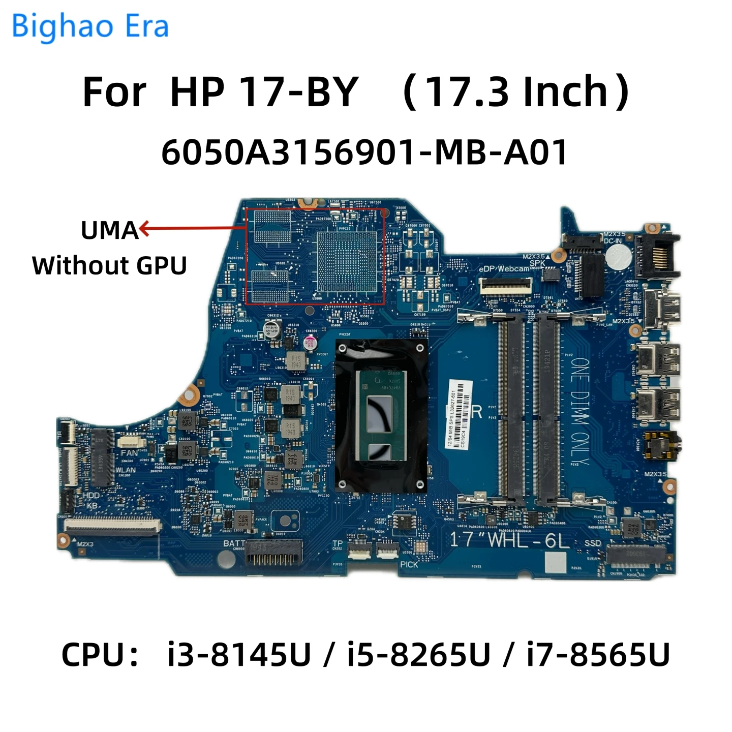 6050A3156901-MB-A01 для HP 17-BY 17-by1053dx 17-by1953cl материнская плата для ноутбука с i3-8145U i7-8565U CPU UMA i5-8265U
6050A3156901-MB-A01 для HP 17-BY 17-by1053dx 17-by1953cl материнская плата для ноутбука с i3-8145U i7-8565U CPU UMA i5-8265U