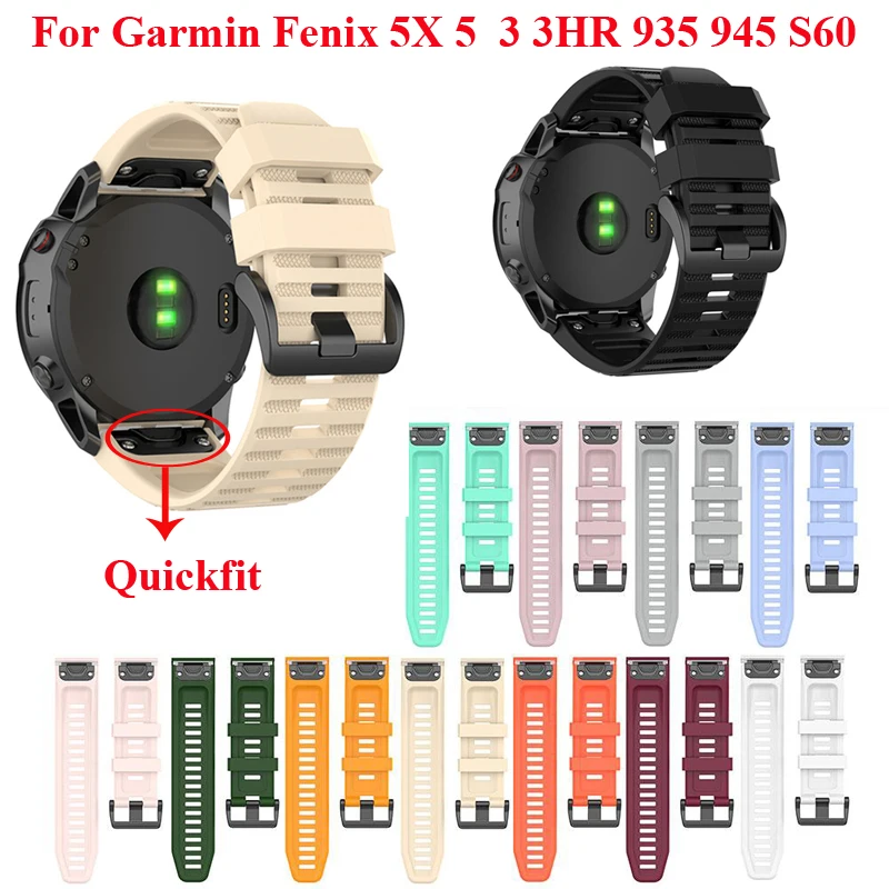 

22 26MM Silicone Quick Release Watchband For Garmin Fenix 5X 3 3HR Watch Easyfit Wrist Band Strap For Garmin Fenix 5 5 Plus S60