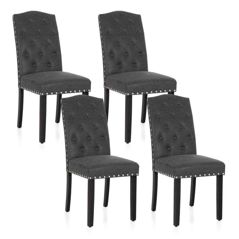 Dining Chairs Set of 4, Faux Leather Dining Room Chairs with Nailhead Trim and Solid Wood Legs
Dining Chairs Set of 4, Faux Leather Dining Room Chairs with Nailhead Trim and Solid Wood Legs