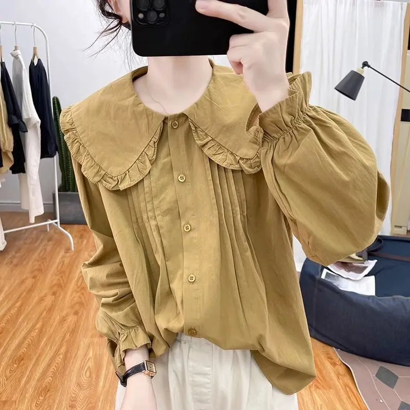 Women 2024 Spring Autumn New Loose Cotton Shirts Female Long Sleeve Solid Shirt Ladies Single-breasted Casual Blouses J133
Women 2024 Spring Autumn New Loose Cotton Shirts Female Long Sleeve Solid Shirt Ladies Single-breasted Casual Blouses J133