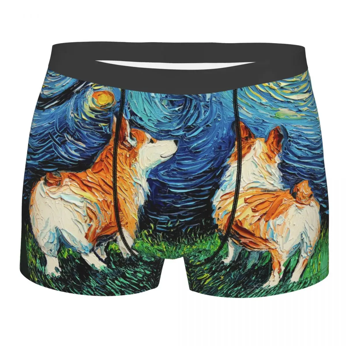 

Sexy Starry Night Welsh Corgi Dog Boxers Shorts Panties Male Underpants Comfortable Pet Lover Briefs Underwear