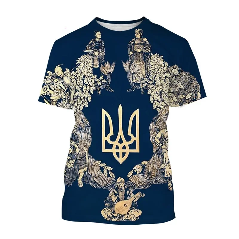 

Ukraine Flag Men's T-Shirt Jersey 3D Printed O-Neck Oversized Short Sleeves Shirt Tops Fashion Casual Men's Clothing Streetwear