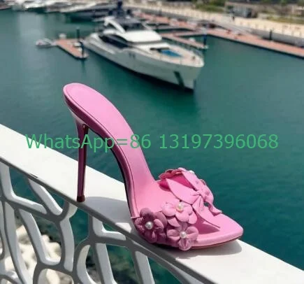 

Туфли-лодочки женские на высоком каблуке-шпильке, розовые элегантные повседневные, из искусственной кожи, туфли с открытым носком, с 3D цветком, размеры 34-45, белый цвет, лето