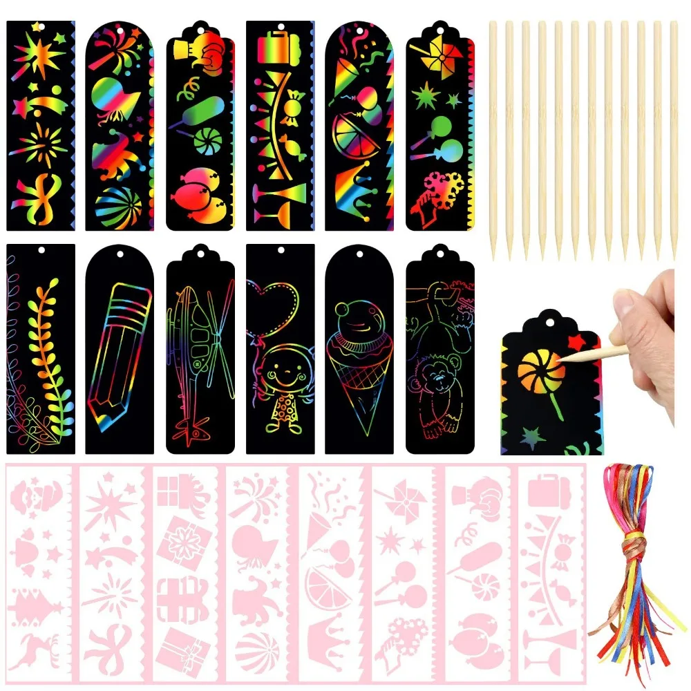 24 Pcs Scratch Bookmarks Rainbow Colorful Magic Scratch Paper DIY Bookmark Crafts for Kids Painting Card Educational Drawing Toy
24 Pcs Scratch Bookmarks Rainbow Colorful Magic Scratch Paper DIY Bookmark Crafts for Kids Painting Card Educational Drawing Toy