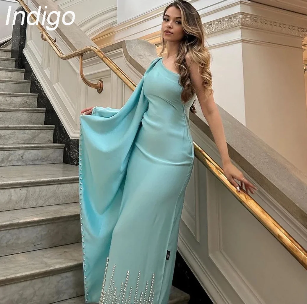 Indigo Evening Dresses One Shoulder Beads Elegant Saudi Arabia Vintage Formal Party Dress For Women 2024 فساتين السهرة
Indigo Evening Dresses One Shoulder Beads Elegant Saudi Arabia Vintage Formal Party Dress For Women 2024 فساتين السهرة