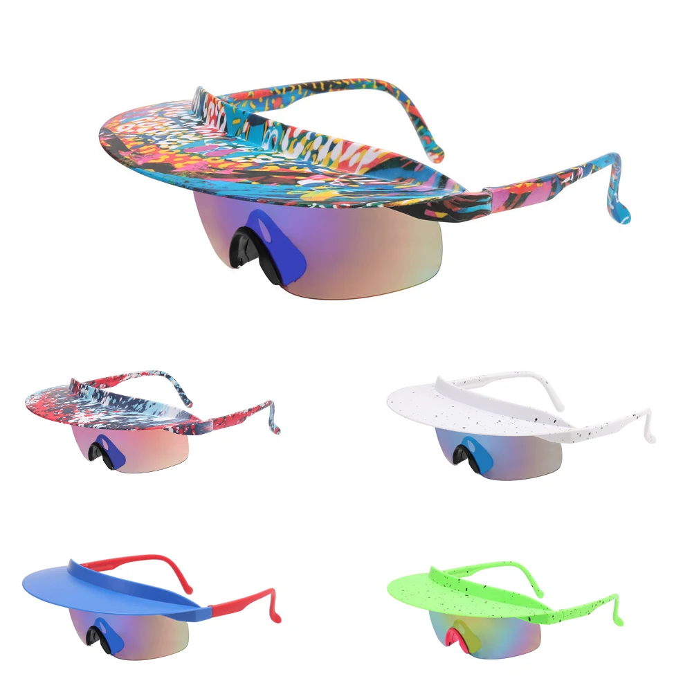 

Sunglasses New Big Box Cycling Glasses Men Women Fashion Dazzle Colour Hat Brim Personality Oculos Ciclismo Masculino Sunglasses