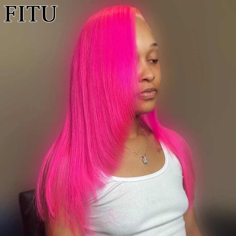 

FITU Ombre Transparent 13x6 13x4 Lace Frontal Human Hair Wig 613 Colored Plucked With Baby Hair 5x5 Lace Closure Wig