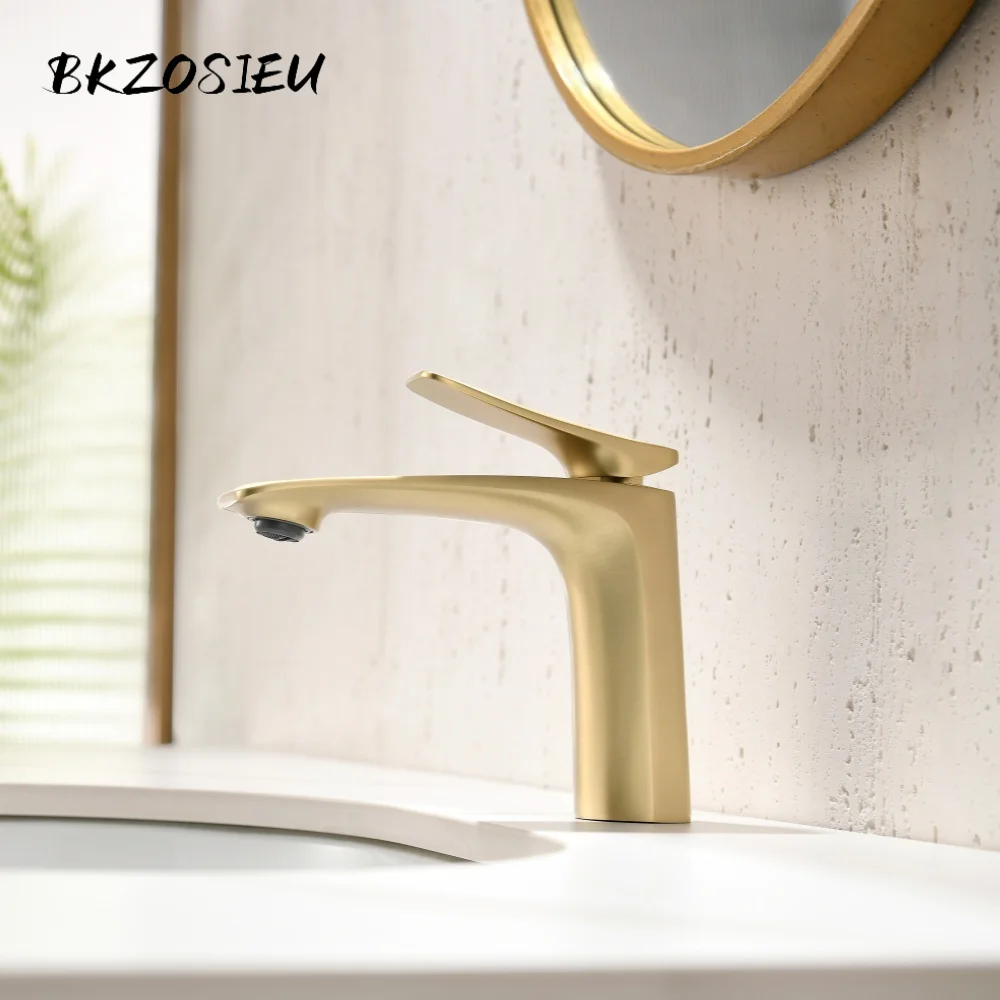 

BKZOSIEU Bathroom Faucets Basin Mixer Sink short Faucet Gourmet Washbasin Taps Water Tap Hot Cold Tapware Crane Brass Black Gold