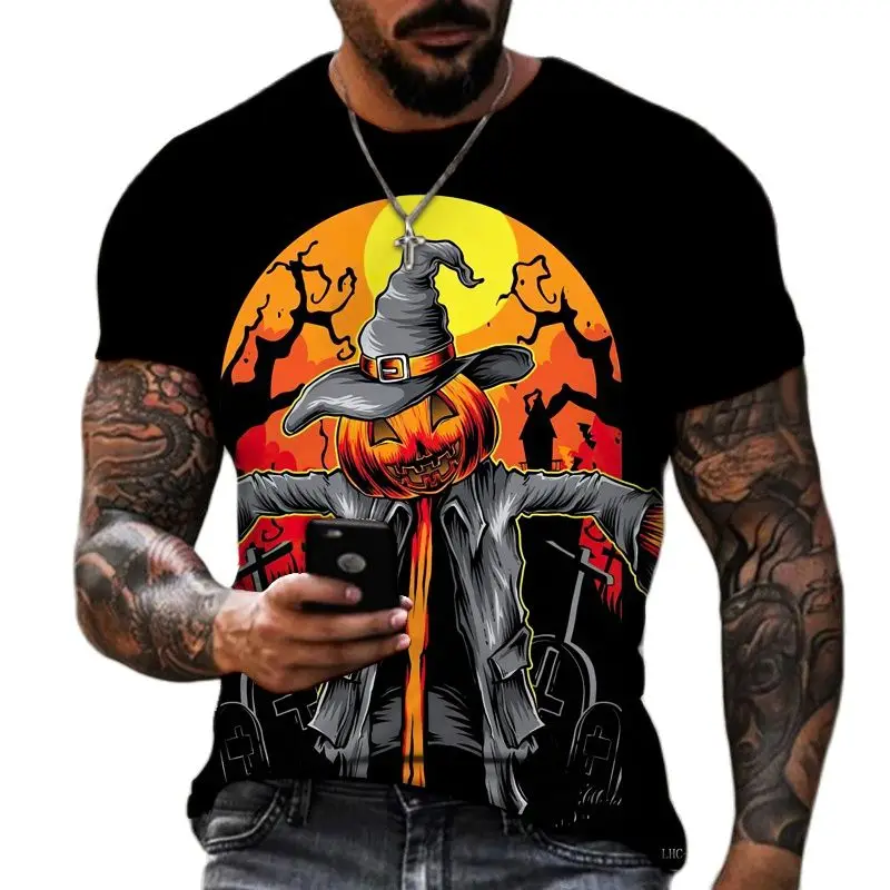 Vintage T-Shirt For Men Halloween Pumpkin Ghost Graphic T Shirts 3D Print Short Sleeve Harajuku Oversized Tee Men's Clothing Top 
Vintage T-Shirt For Men Halloween Pumpkin Ghost Graphic T Shirts 3D Print Short Sleeve Harajuku Oversized Tee Men's Clothing Top