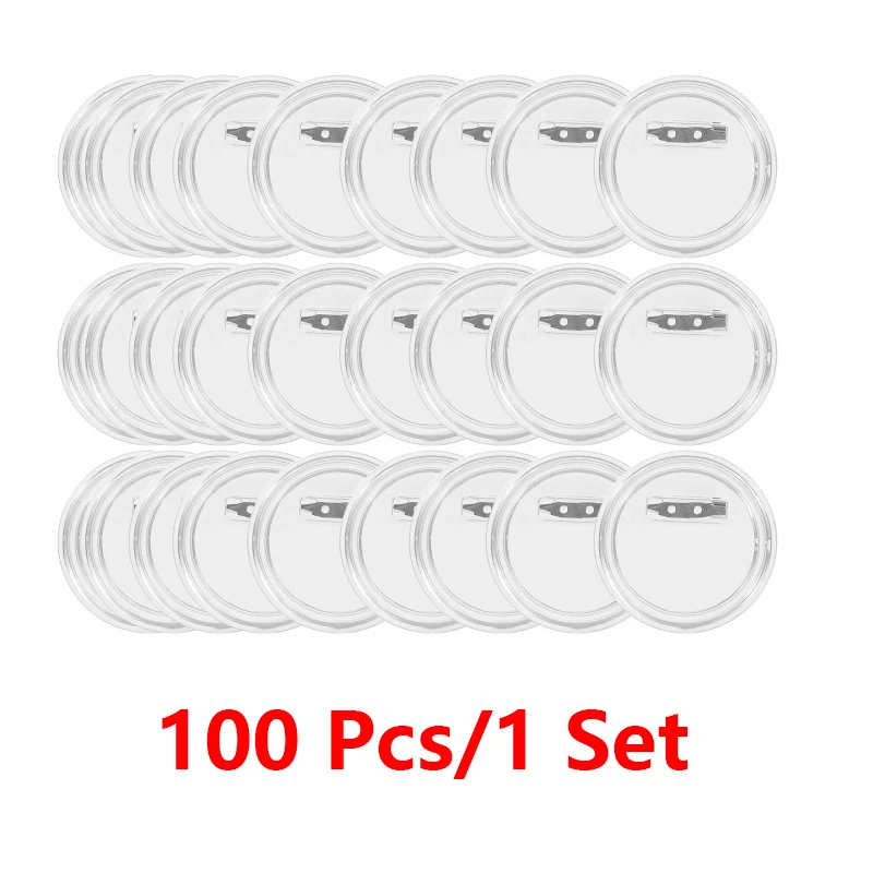 

100pcs 25mm Blank Badges Set DIY Transparent Acrylic Bottom Pin Badge Making Machine Badge Button Maker Parts Circle Cutter