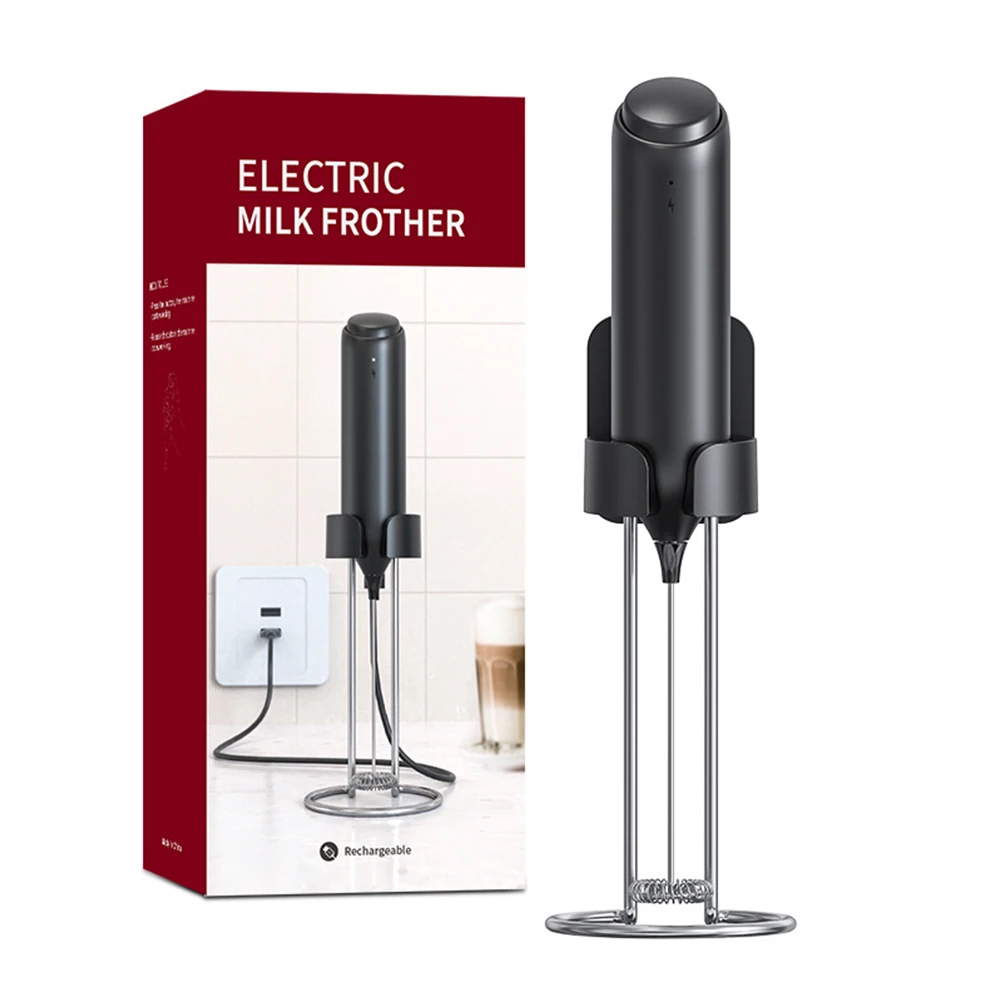 

Rechargeable Electric Coffee Mixer Milk Frother Convenient Charger/Stand Station Multiple Uses on a Single Charge