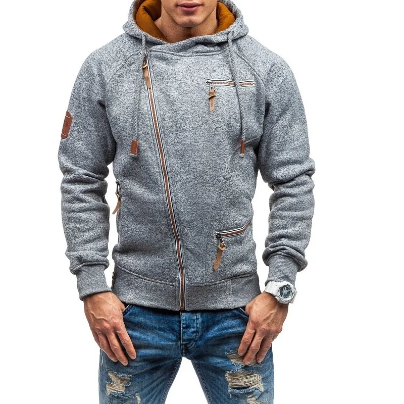

Hoodie Pria Baru Musim Gugur dan Musim Dingin Kasual Lengan Panjang Solid Hoodie Pria Sweatshirt Ritsleting Ramping Streetwear