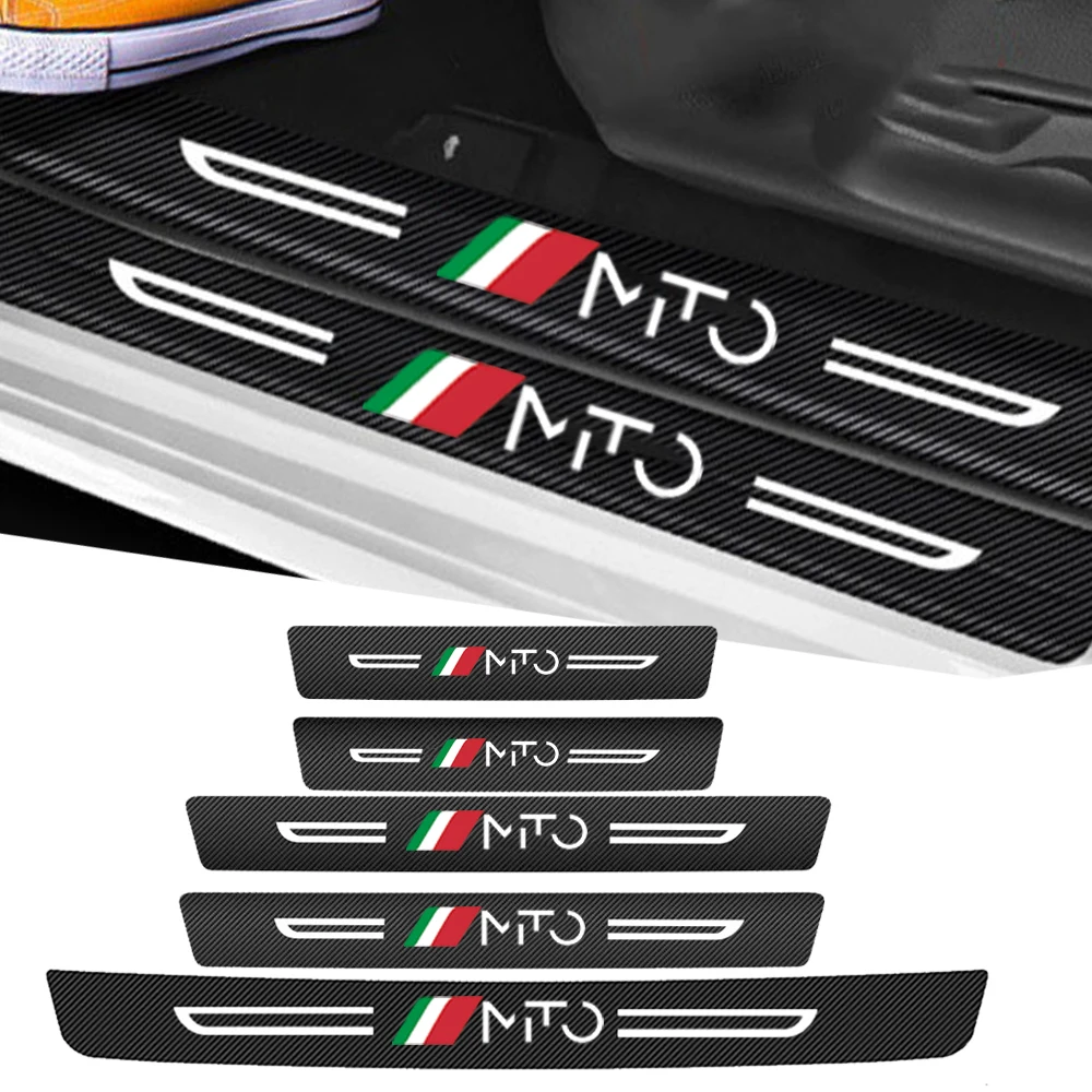 

Carbon Fiber for Alfa Romeo MTO Logo Auto Threshold Anti Scratch Sticker Decals Car Tailgate Door Sill Protector Strip Interior