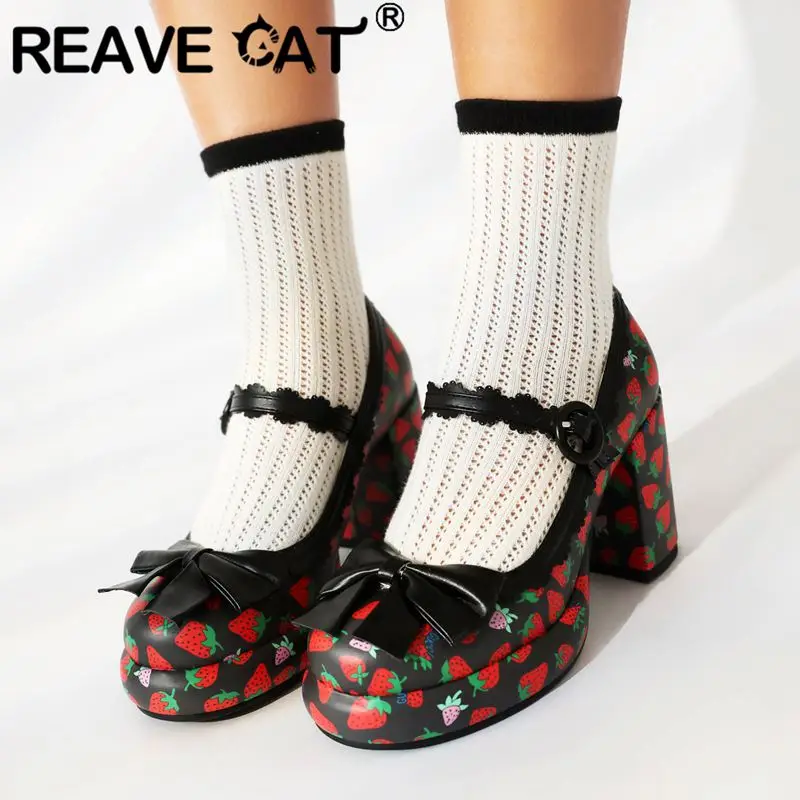 Женские туфли-лодочки с круглым носком REAVE CAT, Туфли Мэри Джейн на высоком каблуке 8,5 см, Клубничные туфли на платформе с бантом разных цветов, 33, 41, 42, 43
Женские туфли-лодочки с круглым носком REAVE CAT, Туфли Мэри Джейн на высоком каблуке 8,5 см, Клубничные туфли на платформе с бантом разных цветов, 33, 41, 42, 43