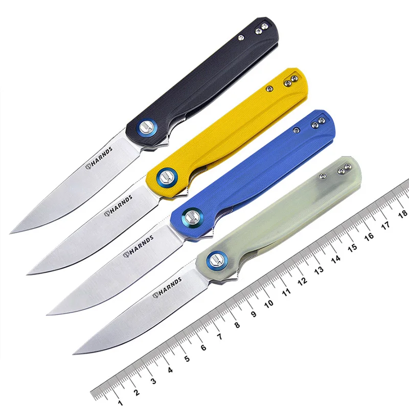 

HARNDS Wind Pocket Knife Flipper Sandvik Steel Blade G10 Handle Folding Knife Ball Bearing with Clip for Camping Survival EDC