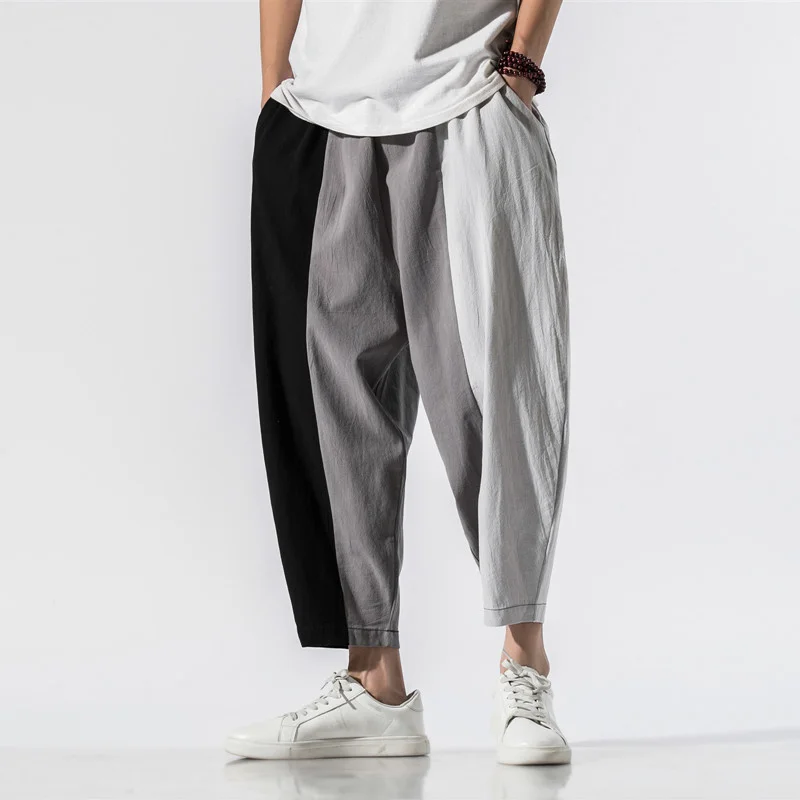 

Men Pants Men's Wide Crotch Harem Pants Loose Large Cropped Trousers Wide-legged Bloomers Baggy 2023 Ankle Length Men Sweatpant