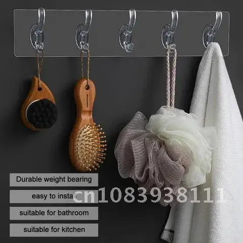 Nail-Free Bathroom Wall Hook Row Traceless Hooks Hanger Sticker Transparent Plastic Glue Kitchen Six Rows Hooks
Nail-Free Bathroom Wall Hook Row Traceless Hooks Hanger Sticker Transparent Plastic Glue Kitchen Six Rows Hooks
